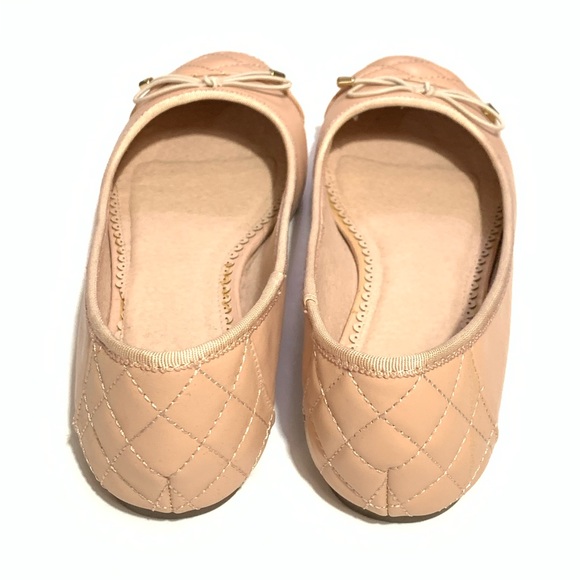 Blush Quilted Bow Ballet Flats, “Yulia” 7.5 - Picture 3 of 6